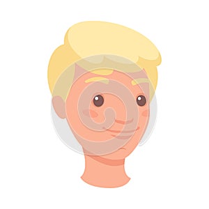 Blond Man Head Showing Happy Face Expression and Emotion Smiling Half-turned Vector Illustration