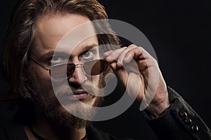 Blond Man With Moustache And Beard Wearing Sunglasses