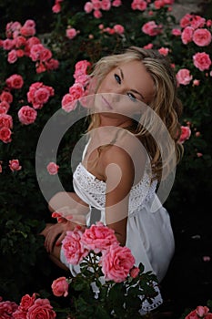 Blond In Pink Roses