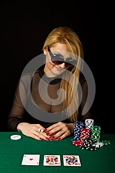 Blond Playing Poker