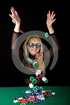 Blond with Poker Chips