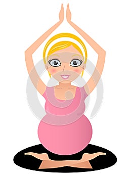 Blond Pregnant yoga woman