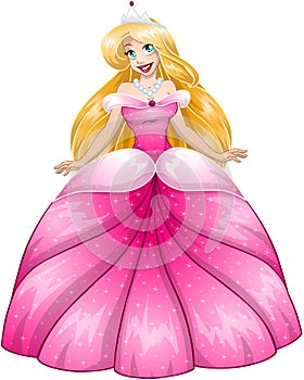 Blond Princess In Pink Dress