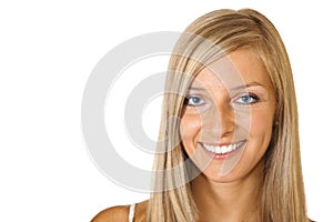 Blond tan woman portrait