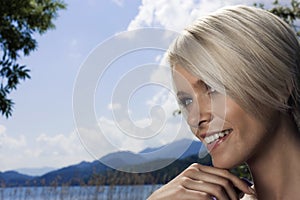 Blond woman with a beautiful smile