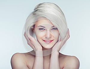 Blond woman with brown eyes