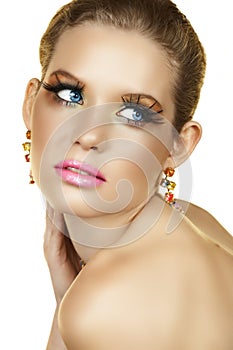 Blond woman with fake eyelashes