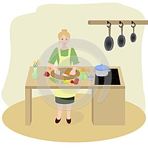 Blond woman in the kitchen