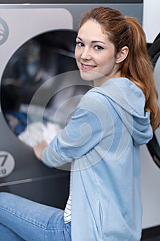 blond woman in laundry