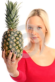 Blond woman with a Pineapple