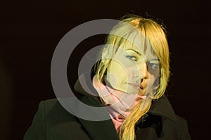 Blond woman with scarf