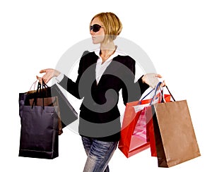 Blond woman shopping