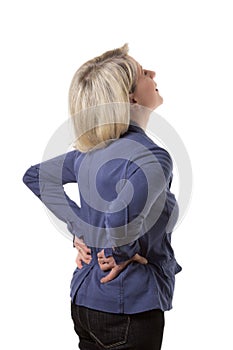 Blond woman with violent backache