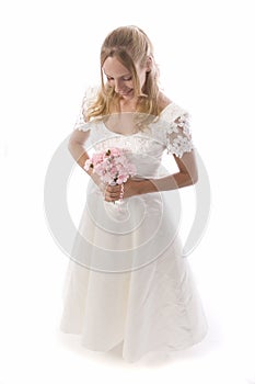 Blond woman in wedding dress