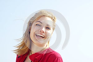 Blond women smiling