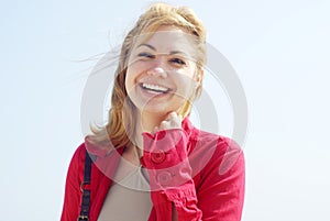 Blond women smiling