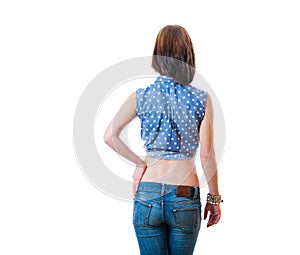 Blonde backview isolated torso