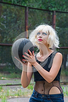 Blonde in basketball