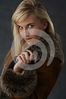 Blonde Beauty in Fur Coat