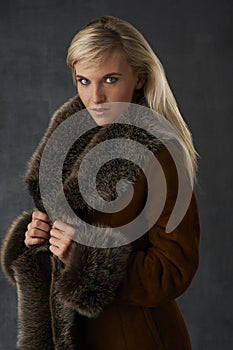 Blonde Beauty in Fur Coat