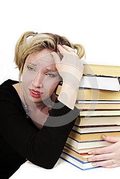 Blonde in black dress