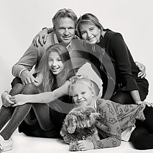 Blonde Dutch family with dog