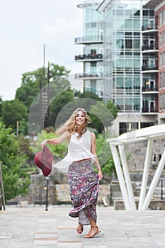 Blonde Female Model Posing Outdoors