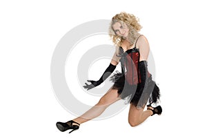 Blonde girl in dance pose.