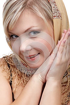 Blonde girl in kerchief