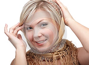 Blonde girl in kerchief