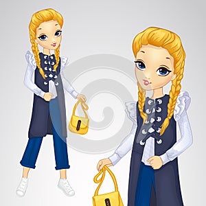 Blonde Girl In Long Waistcoat photo