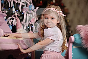 Blonde girl with pink pianos