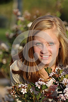 Blonde girl with a toothy smile