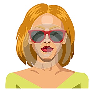 Blonde girl wearing sunglasses illustration vector