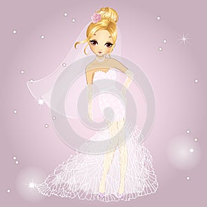 Blonde Girl In Wedding Dress