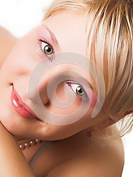 Blonde with green eyes