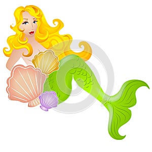 Blonde Mermaid With Seashells