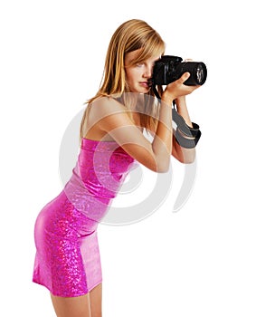 Blonde photographing