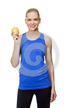 Blonde smiling woman wearing fitness clothing