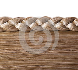 Blonde Straight Hair and Braid or Plait isolated