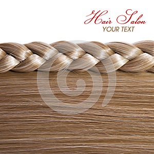 Blonde Straight Hair and Braid or Plait isolated