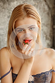 blonde with strawberries