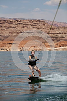 Blonde Wakboarding in the Desert