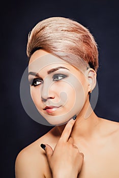 Blonde woman with beautifully laid short hair