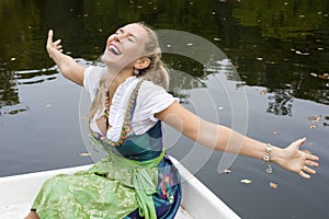 Blonde woman in dirndl