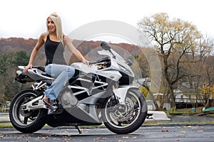 Blonde Woman On a Motorcycle