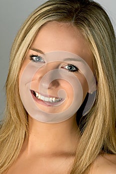 Blonde Woman Smiling Headshot photo