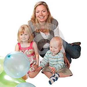 Blonde Woman with Two Children
