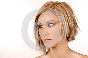 Blonde young woman with makeup