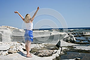 Blondie on marble beach